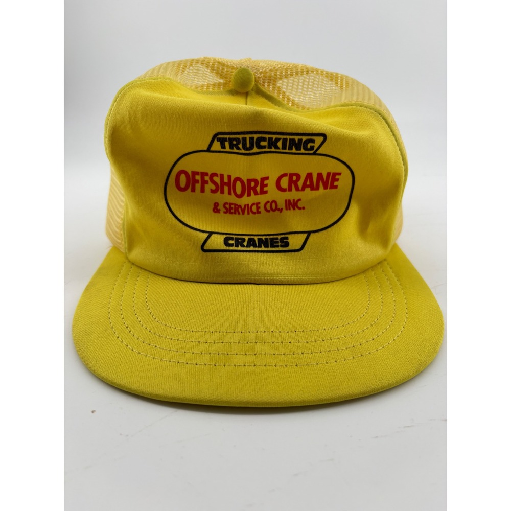 Vtg 1980s Offshore Crane & Service Co Ventura CA Mesh Trucker Hat Snapback